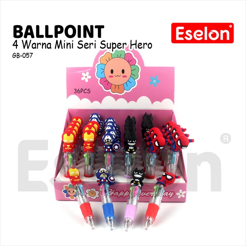 1pcs Pulpen 4 Warna Mini Karakter / Pulpen Cetek 4 Warna