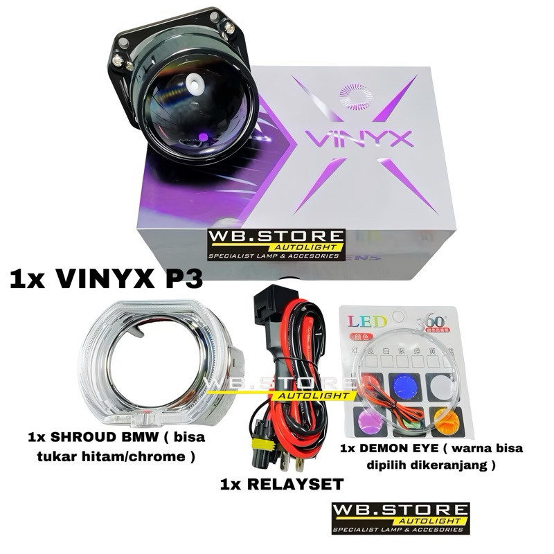 PAKET BILED VINYX P3 50 watt 2.5 inch PURPLE LENS BILED VINYX