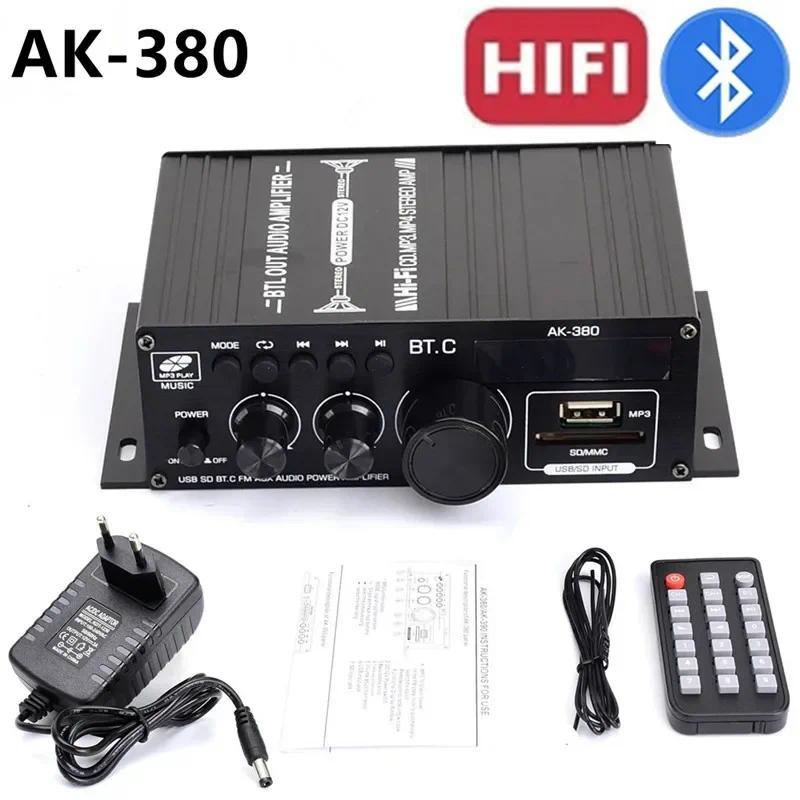 AK380 Mini Auo Power Amplifier Stereo Sound Bluetooth 5.0 Amplifiers 2.0  HiFi Amp Receiver BASS Spe