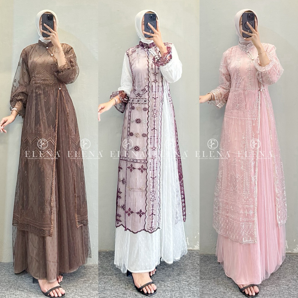 (COD) Clova dress 26716 | dress brukat lebaran | dress kondangan kekinian | dress wanita