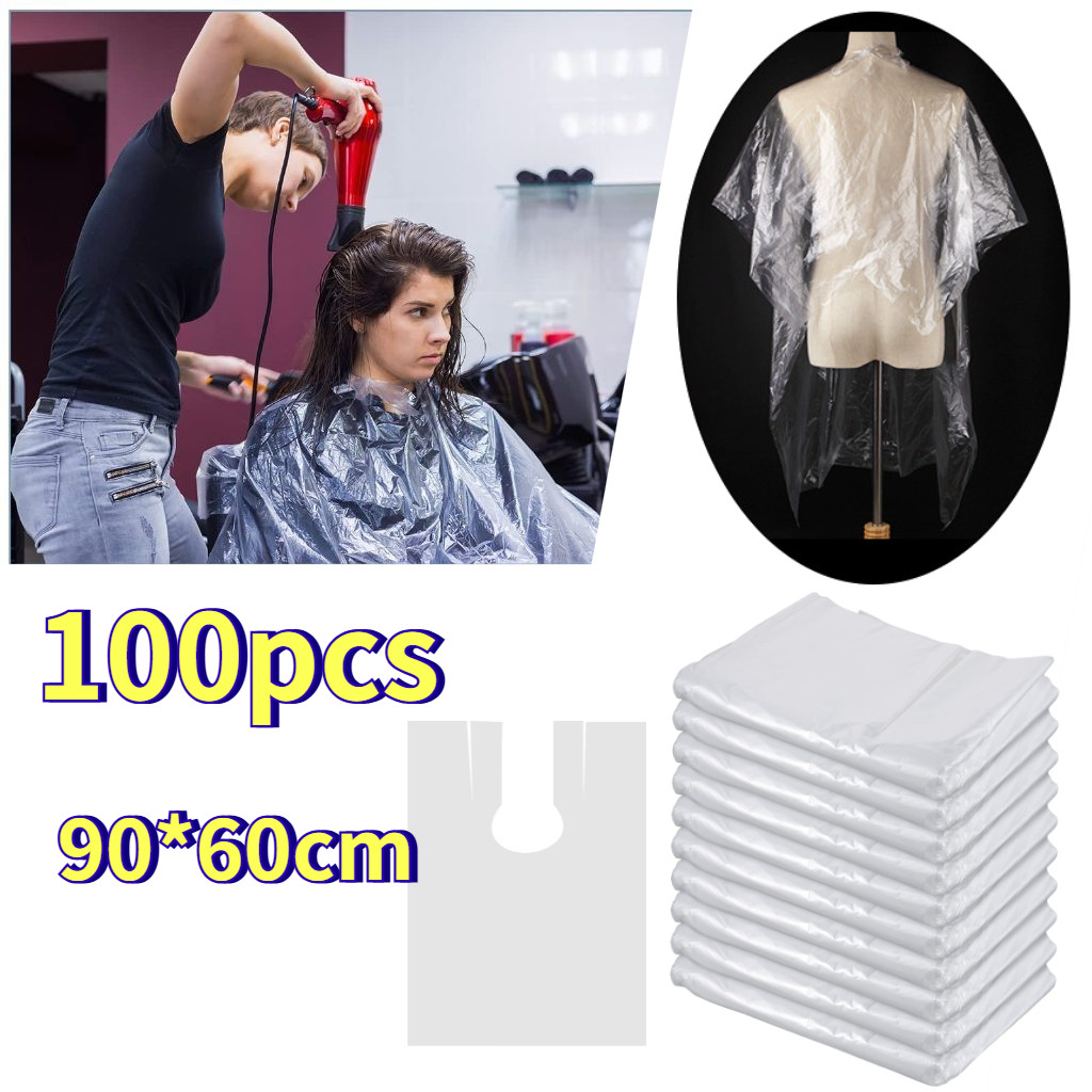 100pcs Cape / KIP Plastik Sekali Pakai Disposable Plastik Pelindung Cat Rambut Semir Salon