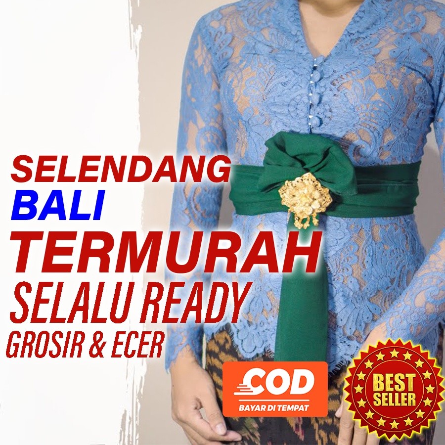 TERLARIS Selendang Bali Sampur Kain Tari Senteng Warna Warni panjang sifon polos untuk dewasa 2 Mete