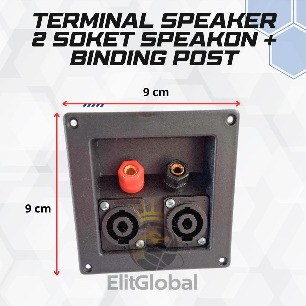 Terminal Speaker 2 Soket Speakon + Binding Post 9x9cm Amplifier Speaker Aktif