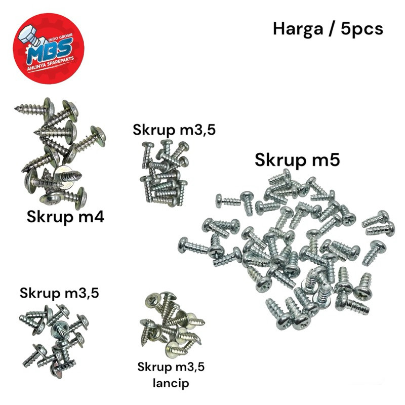 ORIGINAL Baut Skrup M3 M4 M5 Baut Kasar Lancip Universal