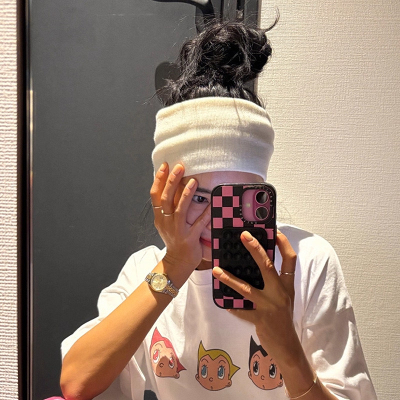 Headband Lebar Polos Minimalis Headband Wanita Rajut Sport Headband Perataan Rambut Trendy