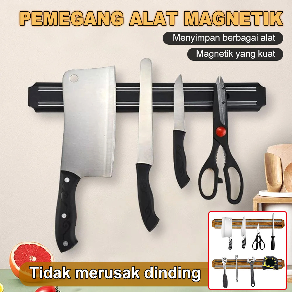 Rak Magnet Dapur Rak Pisau Magnet Tempel Serbaguna Magnetic Knife Holder Magnet Tempel Dinding