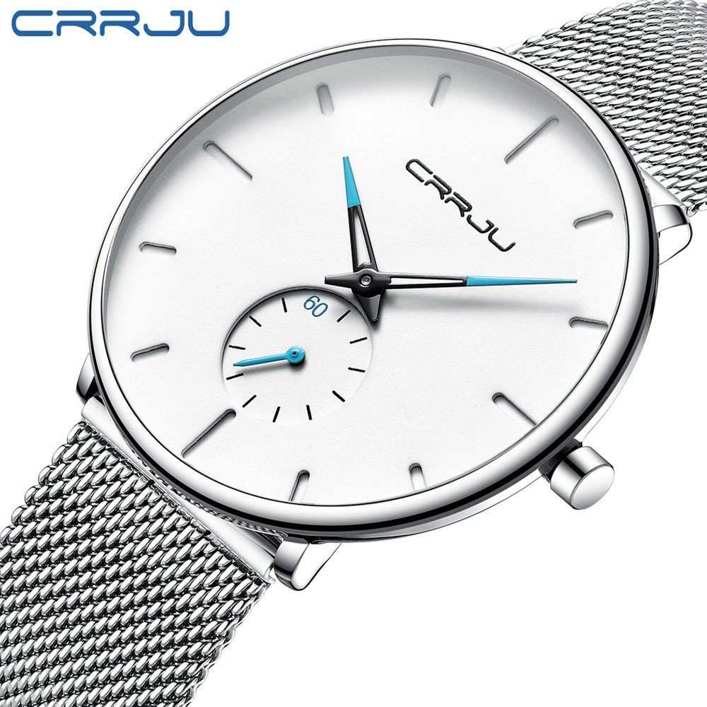 CRRJU Sports Mens slim Watches Top Brand Luxury Waterproof Sport Watch Men Ultra Thin al Quartz Watc