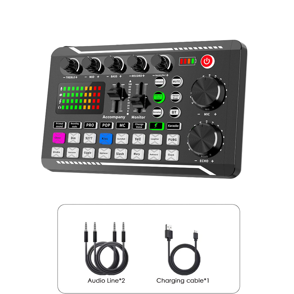 Professional Live Sound Card Live Broadcast Equipment DJ Device  with Microphone Set Games Music Rec