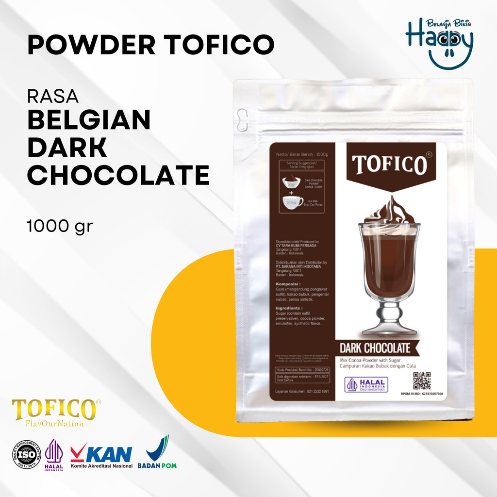 BBH Tofico Belgian Dark Chocolate Powder 1kg - Bubuk Minuman Rasa Dark Coklat Tofico Cokelat Belgia 