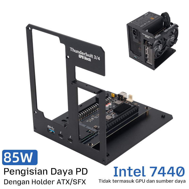 eGPU Thunderbolt 4 USB4 40Gbps PD 85W Dock Kartu Grafis Eksternal untuk NVIDIA AMD Win 10 11 Linux