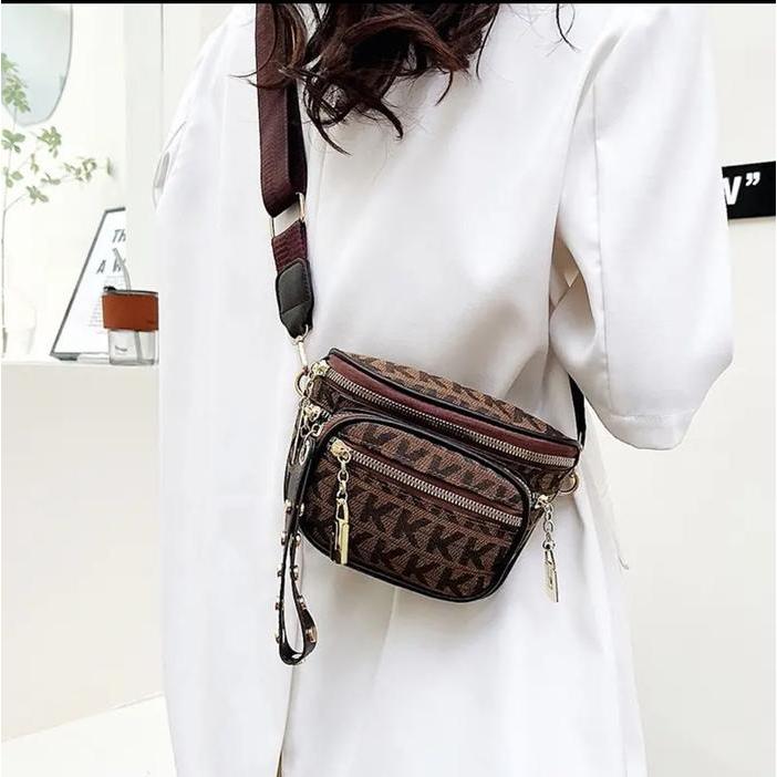 promo  -Korea Style Tas Selempang Wanita Waistbag KS 1953 Tas Pinggang Tas Kulit Slingbag Berkualita