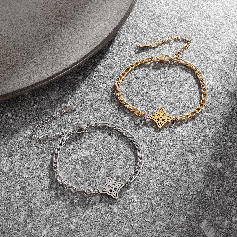 Jual panas pemotongan persegi terus menerus pola konsentris lubang ganda liontin rantai Figaro 304 g