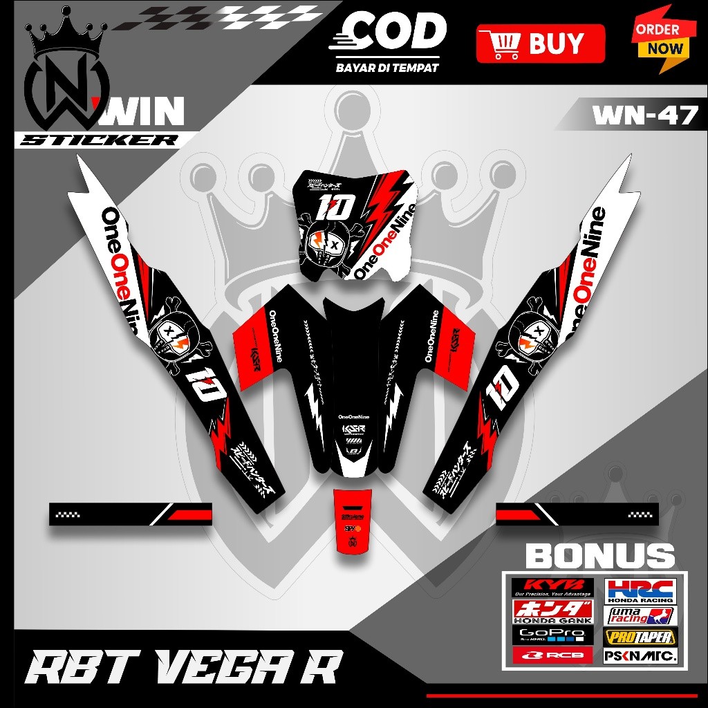 Sticker striping RBT RBT VEGA R VEGA BEBEK MOTIF SUPERMOTO RBT Bebas Custom