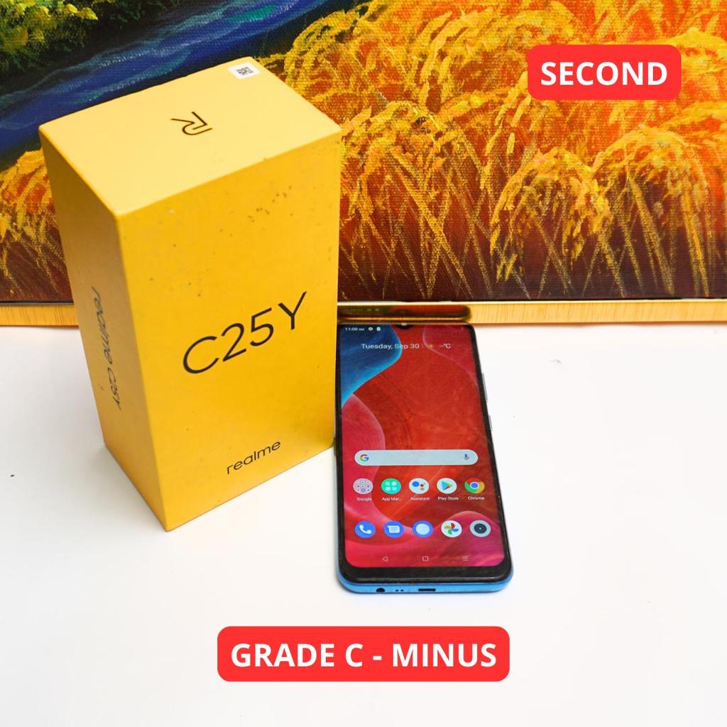 REALME C25Y 4/64 GB GRADE C - MINUS HP SECOND ORIGINAL SINAR MUTIARA CELL