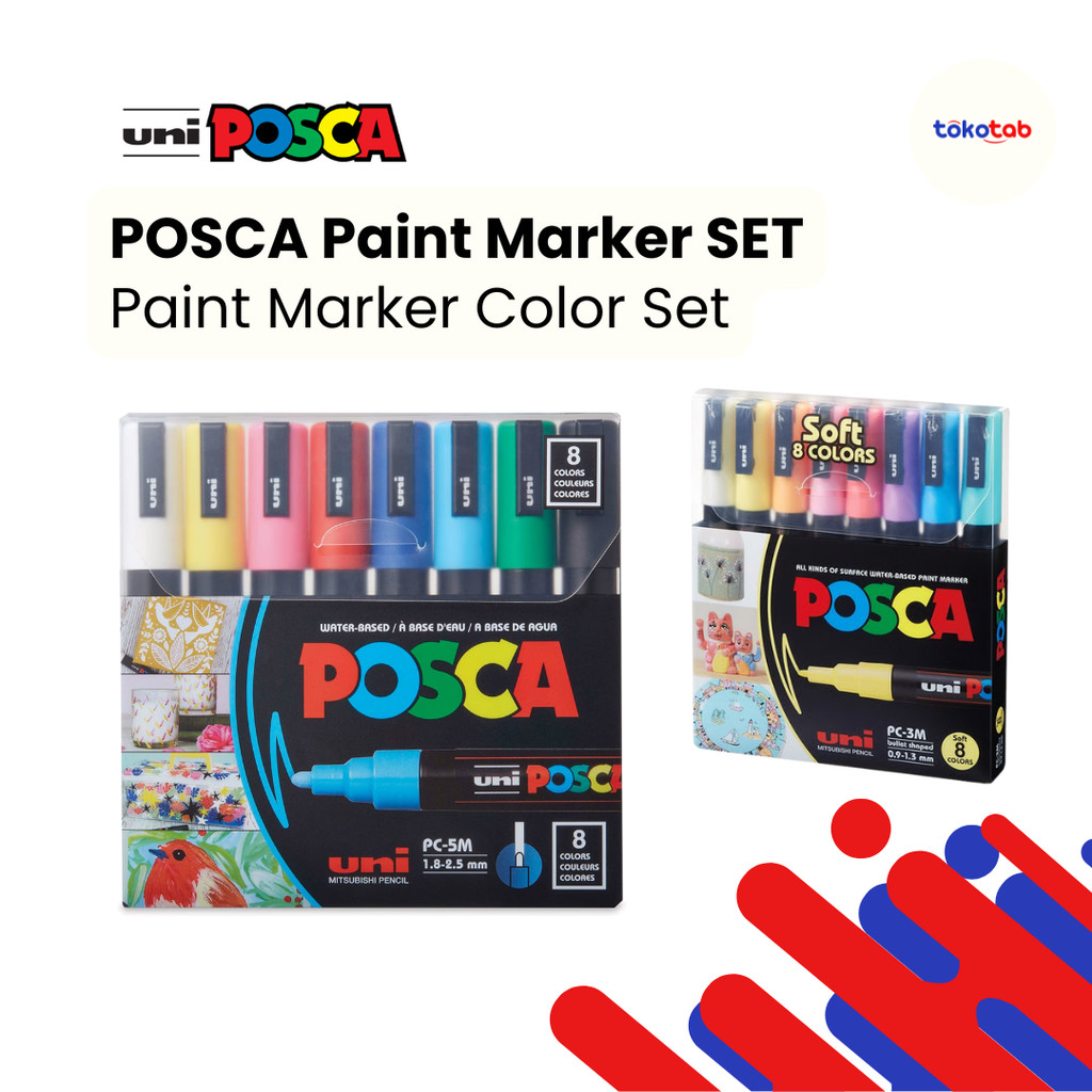 Tokotab - Uni POSCA Water Based Paint Marker Set PC-3M PC-5M Set Posca Spidol Multi 3M 5M