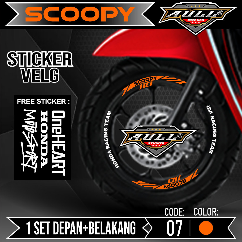 Stiker Cutting Velg Scoopy - Aksesoris Stiker Cutting Sticker List Velg Motor Honda Scoopy 2017 - 20