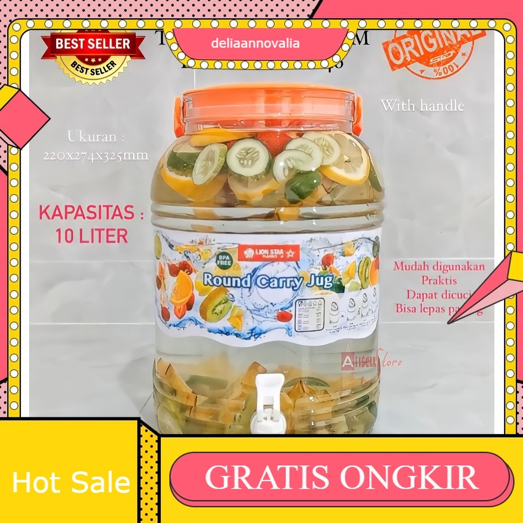 ( BISA COD ) PROMO DISPENSER AIR MINUM / ROUND CARRY JUG LION STAR 10 LITER / GALON AIR KECIL / KETE
