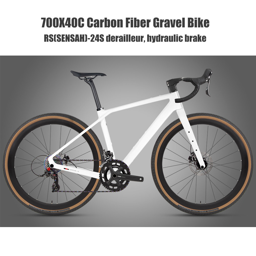 TWITTER Full Hydraulic Brake RS-24S Carbon Gravel Road Bicycle 40C Carbon Integrated Handlebar Grave