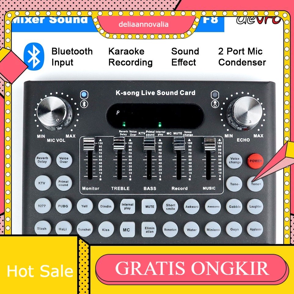 Soundcard Sound Card F8 Mixer Amplifier Live Broadcast Recording - Woopower F8