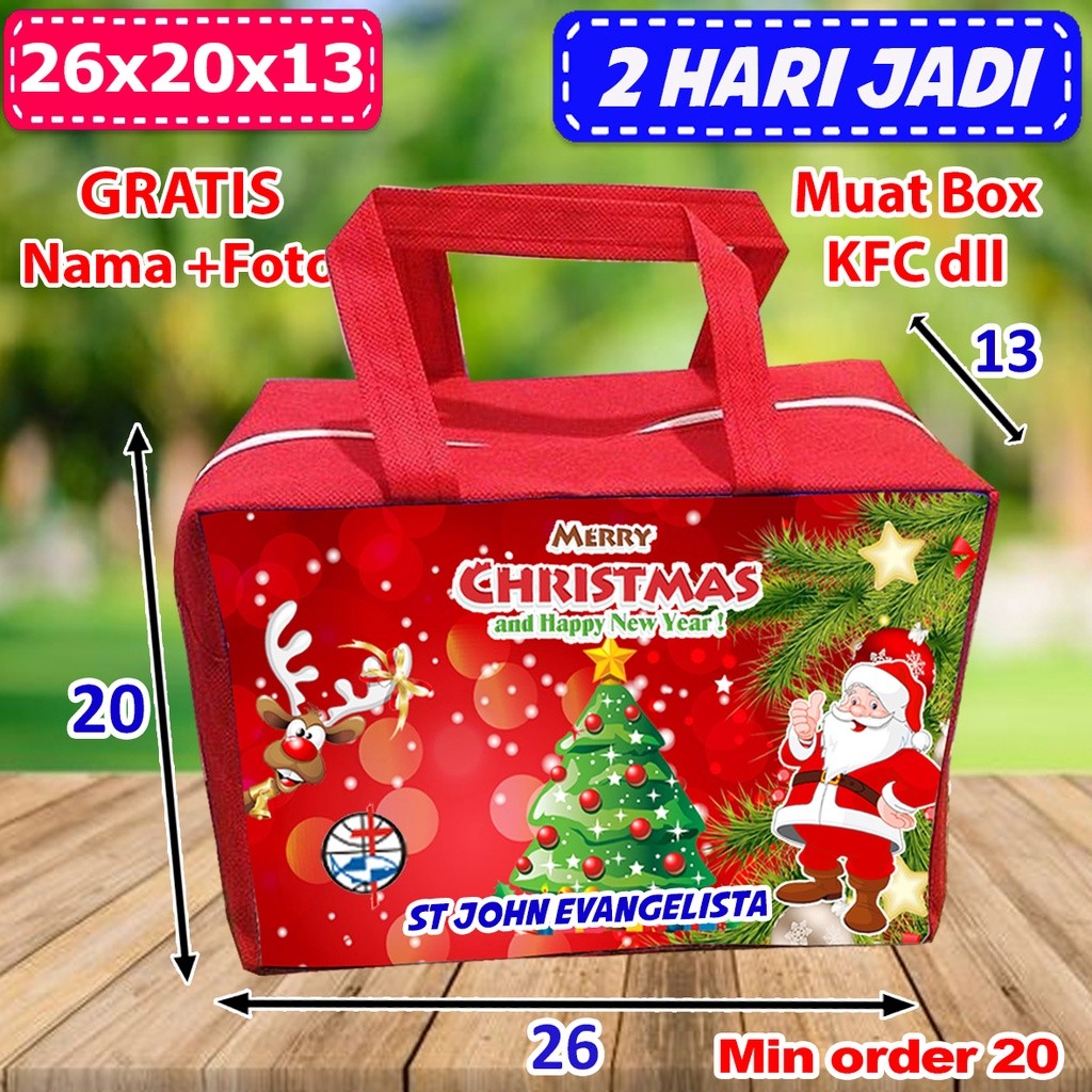 Tas Souvenir Natal Anak / Tas Natal Resleting / Goodiebag Natal / Tas Jinjing Natal / Souvenir Natal