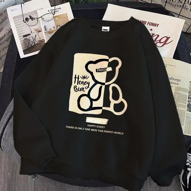 Sweater Korea Cetakan Beruang | Oversize Lucu | Nyaman & Stylish