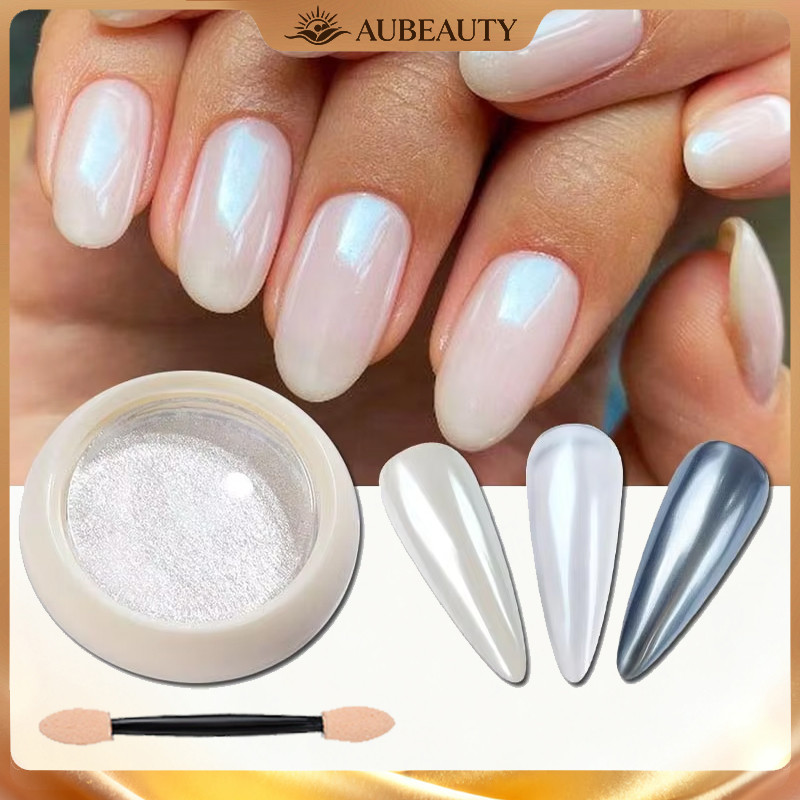 Aubeauty 0.5g Glitter kuku aurora cermin pigmen bubuk gosok efek metalik cat kuku gel dekorasi seni 
