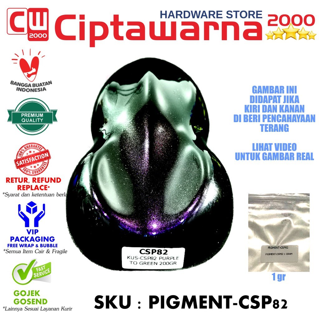 CWPAINT PIGMENT BUBUK 1GR CAT BUNGLON 2-3 WARNA PURPLE TO GREEN CSP82 - A4 CWS
