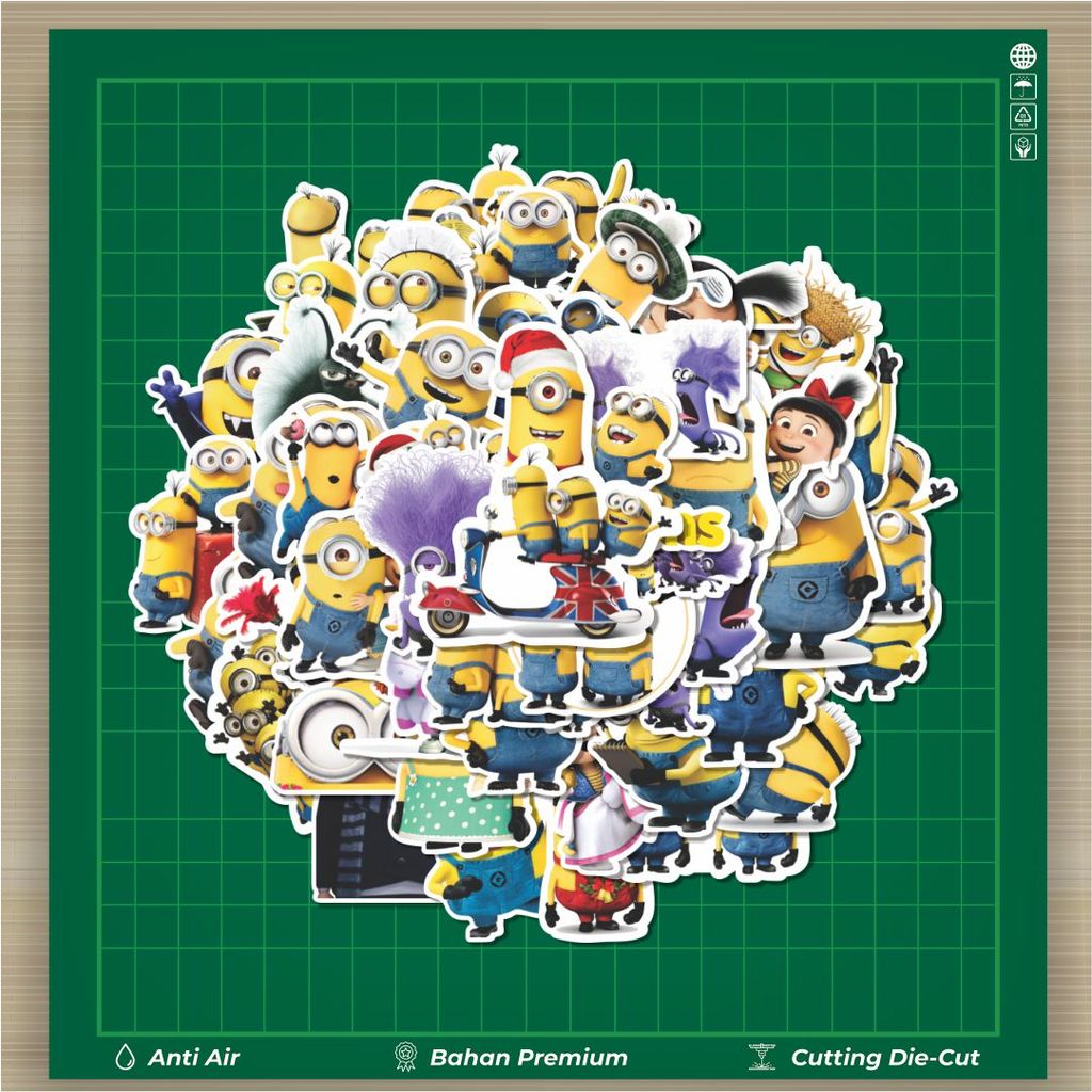 HOT 50 PCS Stiker Despicable Me Minions 1 Dekorasi Lucu Kreatif untuk Notebook, Skateboard, HP
