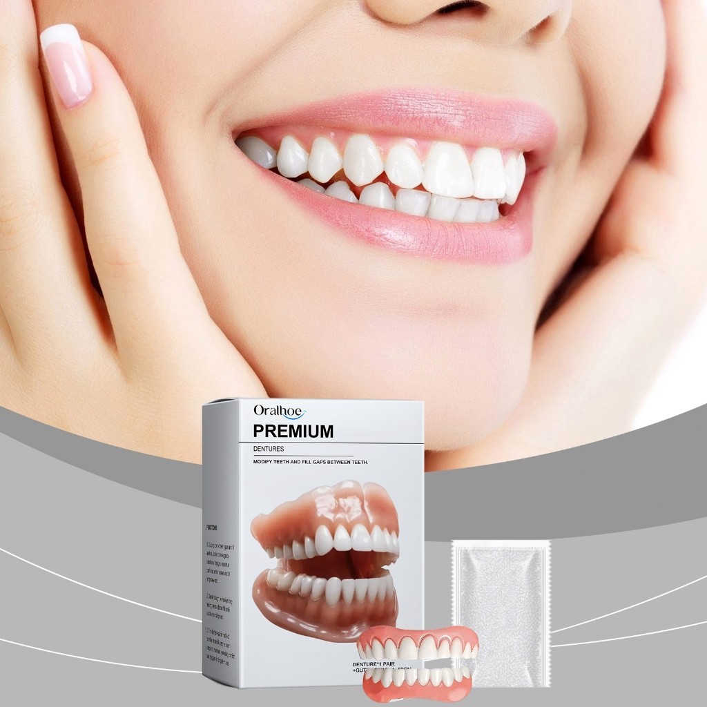 Oralhoe gigi palsu 1Set full denture set gigi palsu gigi gingsul palsu lepas pasang gigi palsu lepas