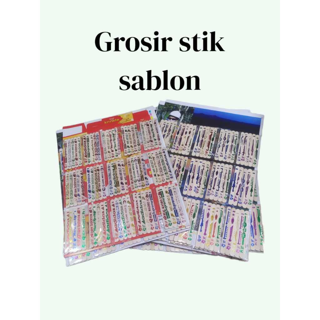 PRANADA Grosir Stik sablon isi 12 Lembar Karakter Tulisan Mainan stick kayu Es cream