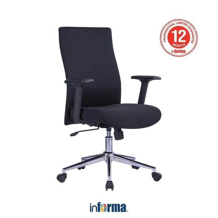 (SV)Informa Luke Kursi Kantor Sandaran Rendah - Hitam Tempat Duduk Kerja Dengan Roda Office Chair Ku