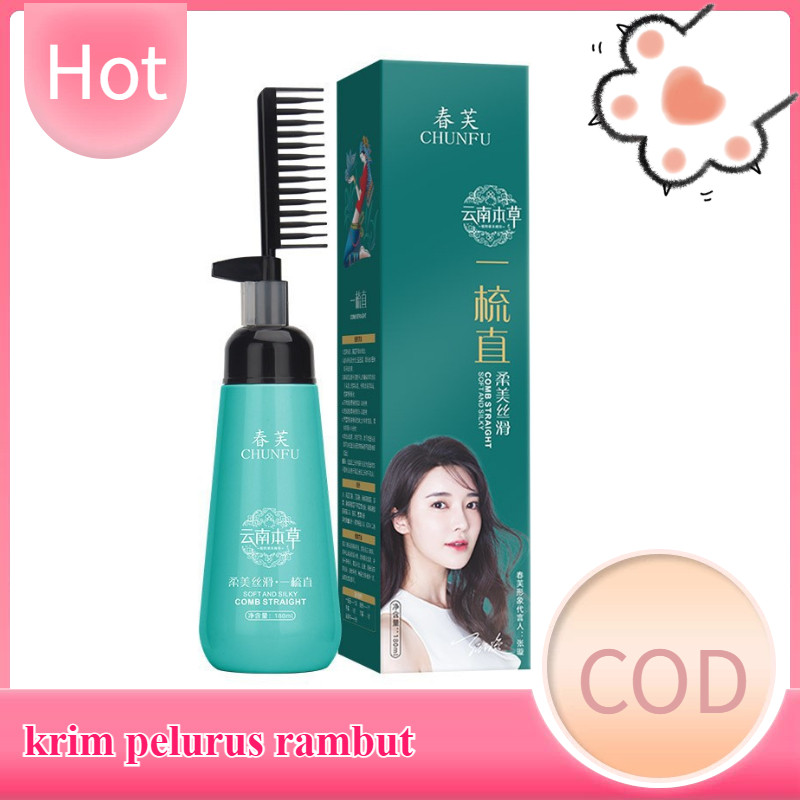 COD Krim Pelurus Rambut 180ml Smoothing Permanen Tanpa Ke Salon Alat Pelurus Rambut Memperbaiki Rusa