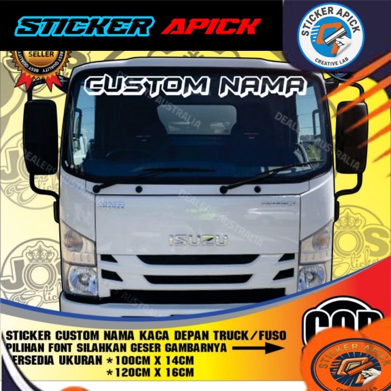 Stiker Kaca Mobil STICKER CUSTOM NAMA KACA DEPAN TRUCK/FUSO