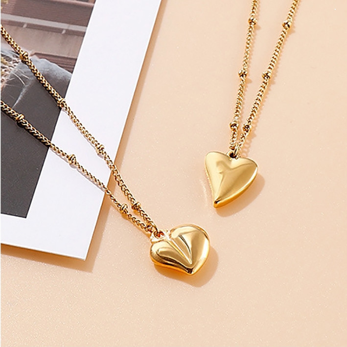 Perhiasan Fashion Modern: Liontin Hati Berlapis Emas dari Stainless Steel 316L dengan Kalung - Desai