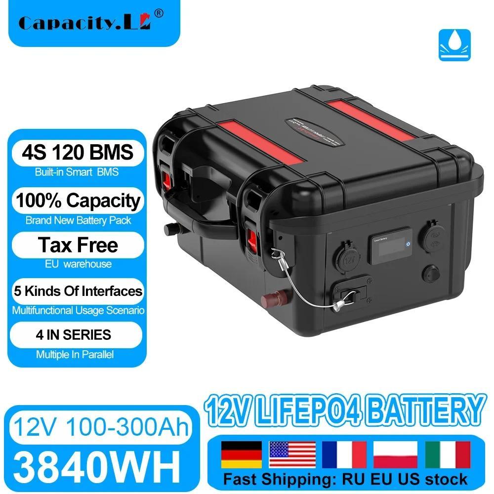 Lifepo4 Battery 100Ah 200Ah 300Ah 12.8V Reargeable Batteries LiFePo 4 battery 12V 4S1P Battery Pack 