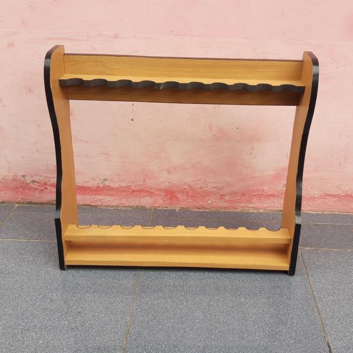 Rak Penyimpanan Joran Pancing Kayu Isi Lubang 3,4,5,6,7,8,10 Slot - Tahan Lama dan Kokoh - Tegek ree