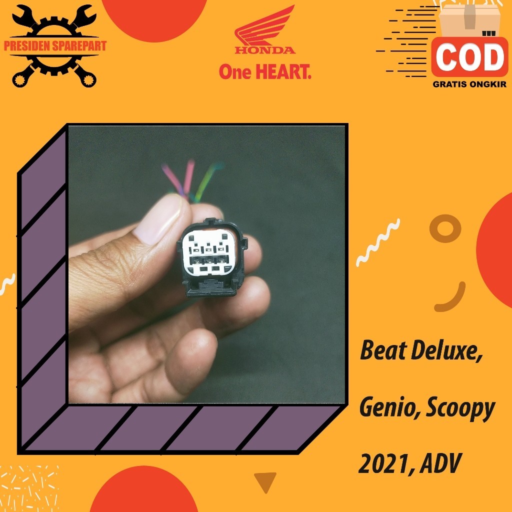 Socket Soket Headlamp lampu depan Beat Deluxe, Genio, Scoopy 2021, ADV  6 pin Original