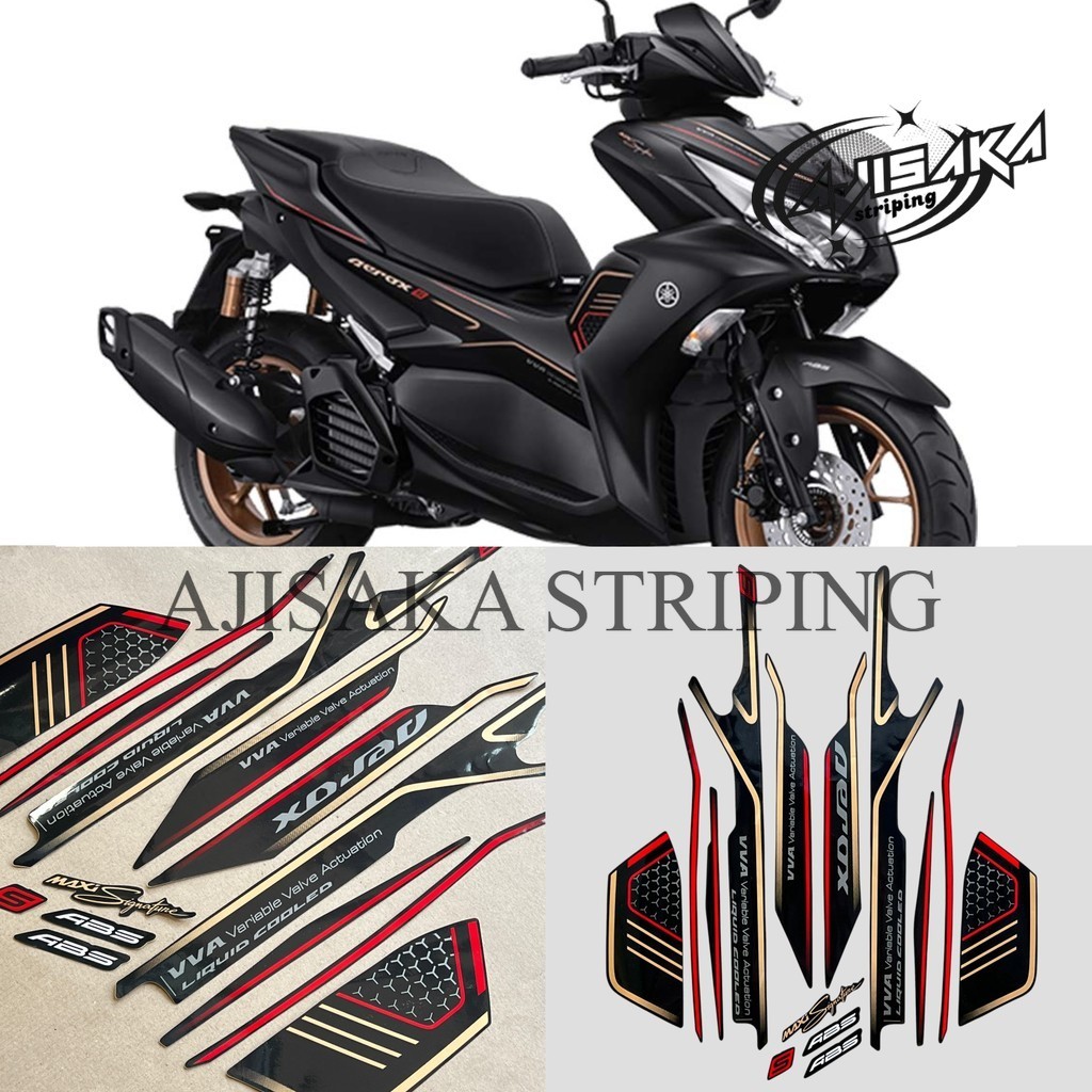 Striping Stiker Motor Yamaha Aerox 155 ABS Connected 2023 Hitam Fullset Berkualitas