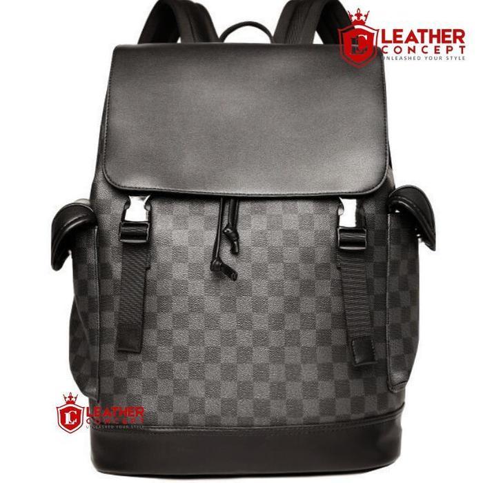 Leather Concept HARRIS MONOCHROME Tas Ransel Pria Kulit Ransel Kulit Pria Backpack Kulit Pria hitam 