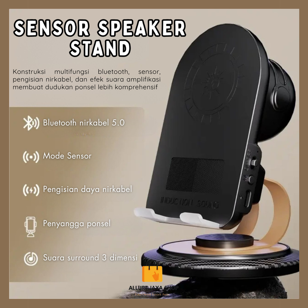 [AJS] Phone Holder Pembesar Suara Dudukan Holder HP Tablet Wireless Charger Speaker Sensor