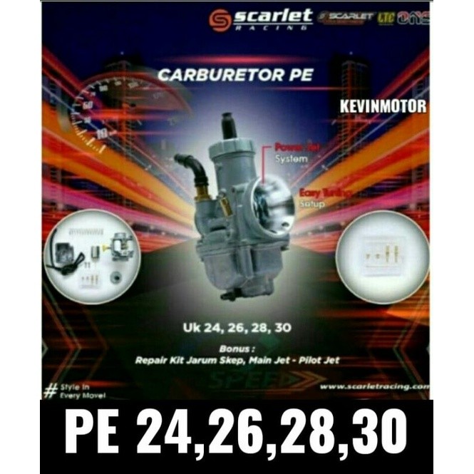 PE/PWK UNIVERSAL ORIGINAL SCARLET RACING  24 26 28 30 32 34 KARBU KARBURATOR CARBURETOR SDH REAMER L