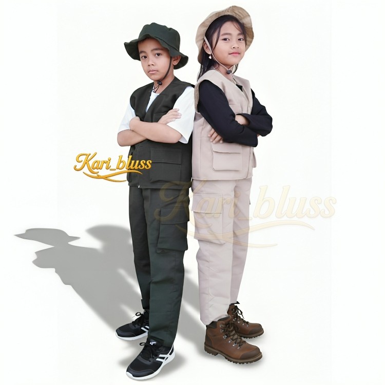 KOKKISHOP  Setelan Rompi Anak Safari Baju Petualang laki laki perempuan