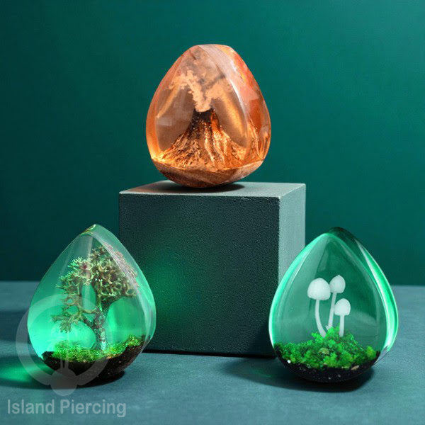 Tindik Ear-plug Piercing bentuk tetes dari kayu ukiran tangan banyak motif unik