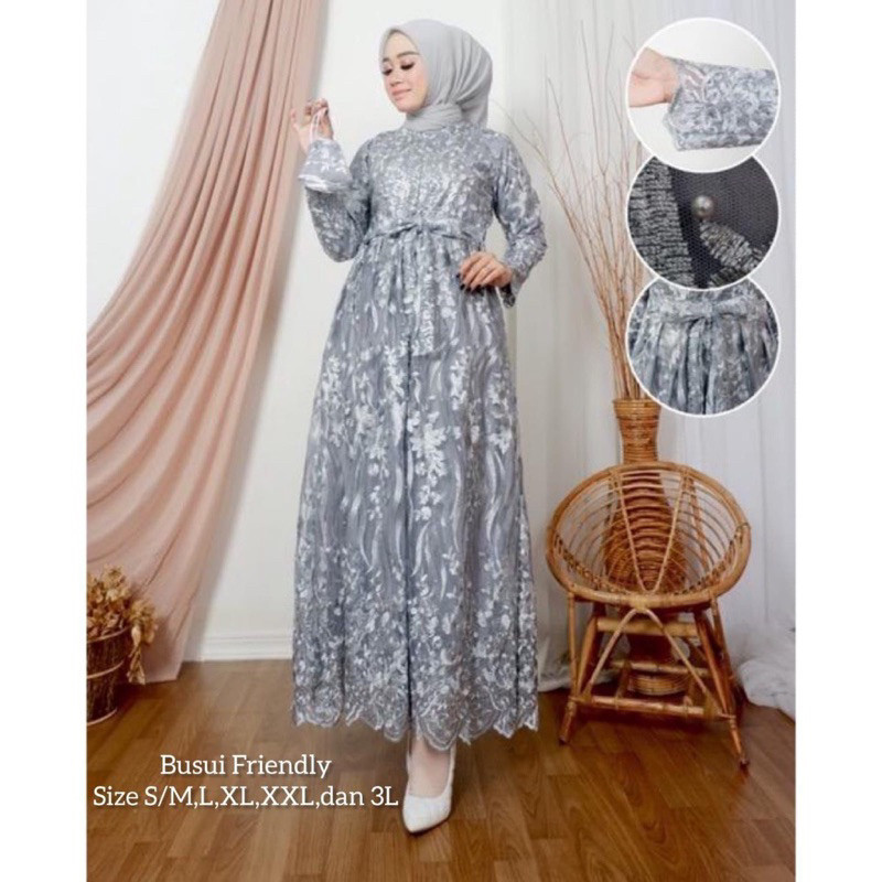 SHOP.3 GAMIS NAMIRA DRESS FULL BRUKAT DRESS BUSUI GAMIS NYAMAN JUMBO OVERSIZE