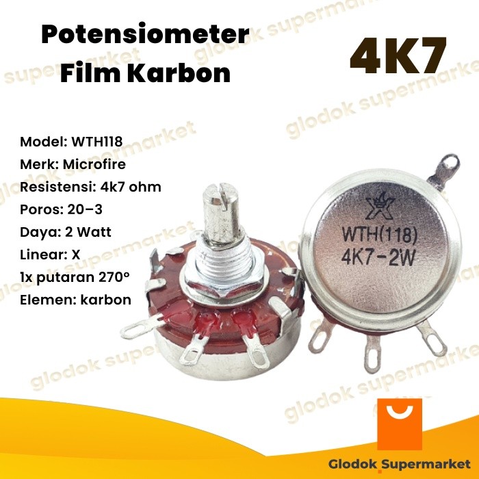 Potensio Meter WTH118 4k7 2w Microfire WTH-118 2 Watt