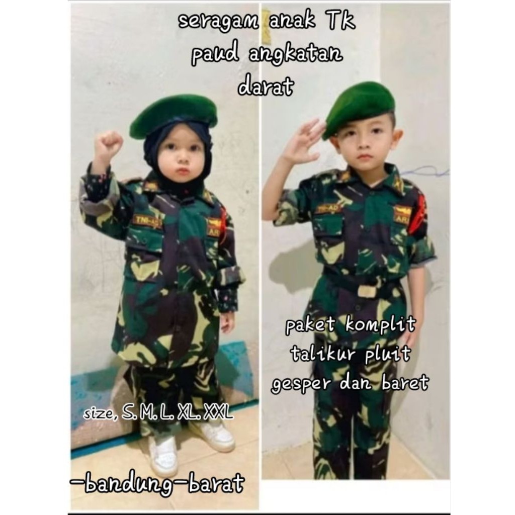 BLASFAS Baju loreng anak/baju loreng anak  tentara seragam anak TK propesi laki laki perempuan TNI A