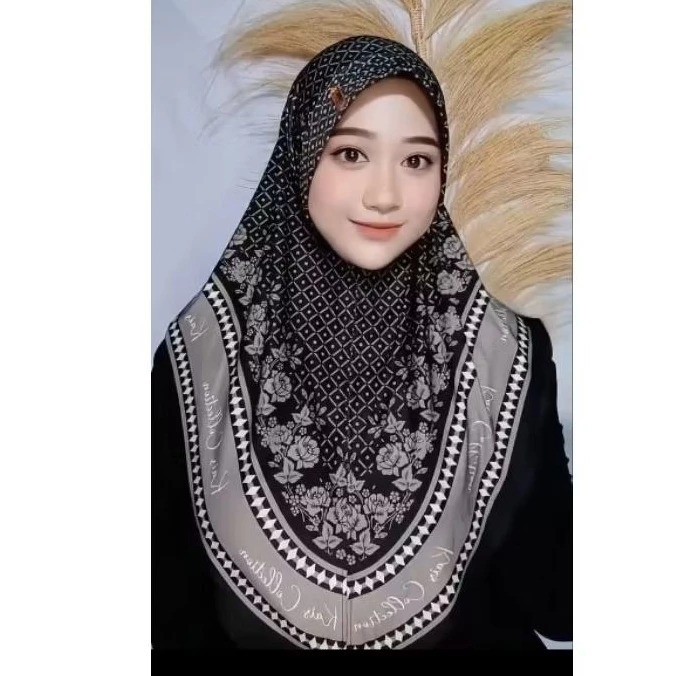 Hijab Bergo Instan Motif Printing Jersey Premium Jilbab Bergo Mecca