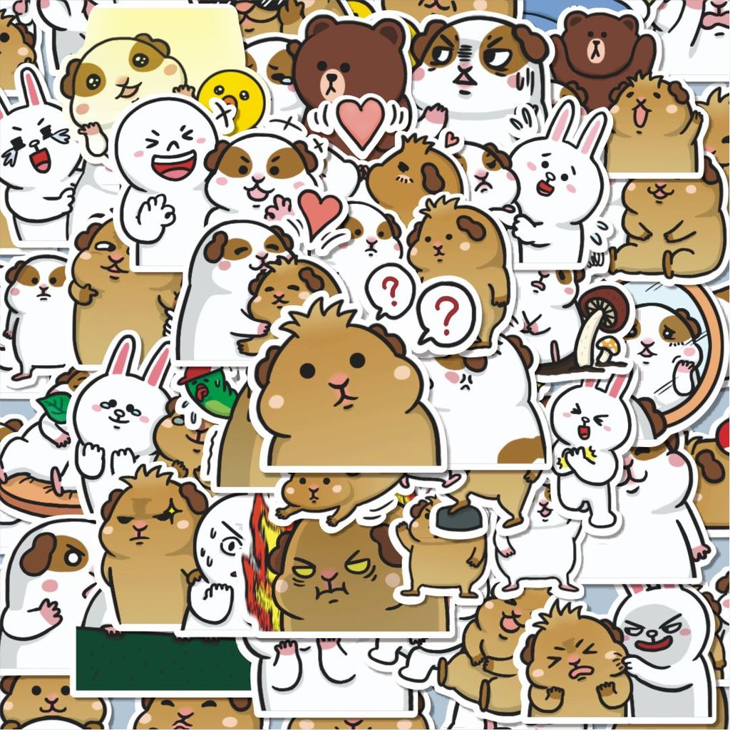 100PCS Lucu Stiker Jimmy The Guinea Pig Stiker Aesthetic Stiker Anti Air Stikers Berperekat Waterpro