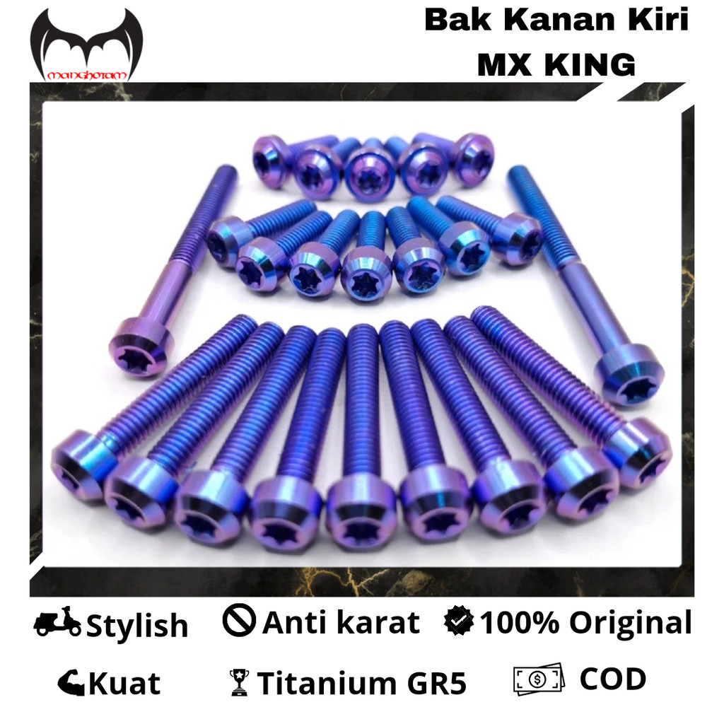 Baut Titanium Untuk Bak Mesin Kanan Kiri Motor Mx King Baut Titanium Gr5 Original