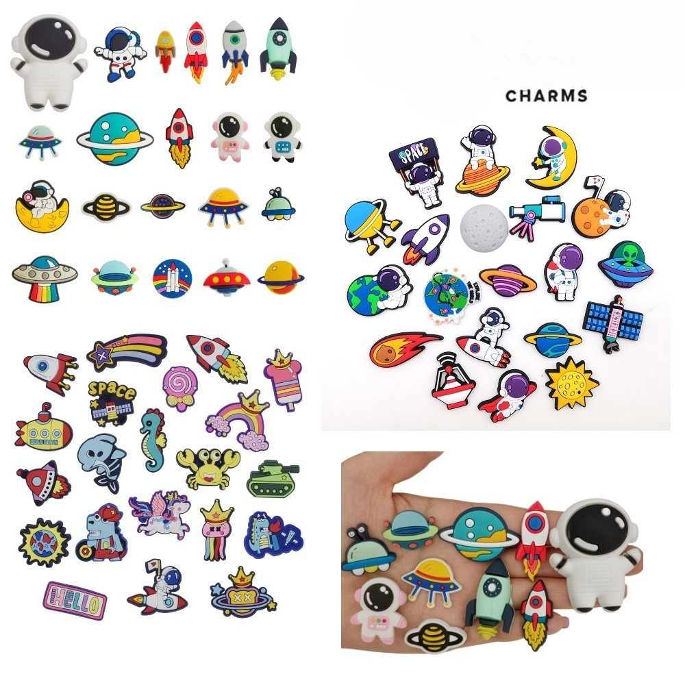 Jibb Pin Sandal Ufo Astronot Luar Angkasa pt 1 Hiasan Dekorasi Sendal Sepatu Flip Flat Flop Slop Sli